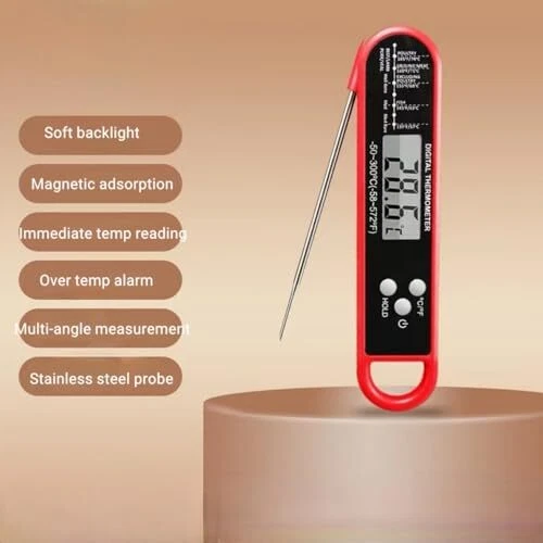 Meat Thermometer Digital - Waterproof Fast Meat Thermometer with Backlight &