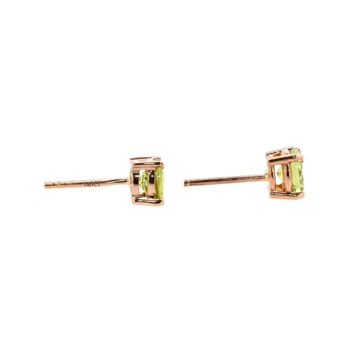 Peridot Round 5mm, 1.15 Carat Stud Earring In 14k Rose Gold (43437) - Picture 3 of 5