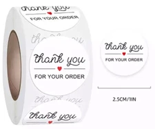 40 ' Thank You For Your Order ' Stickers Small Business Envelope 1 Inch Round