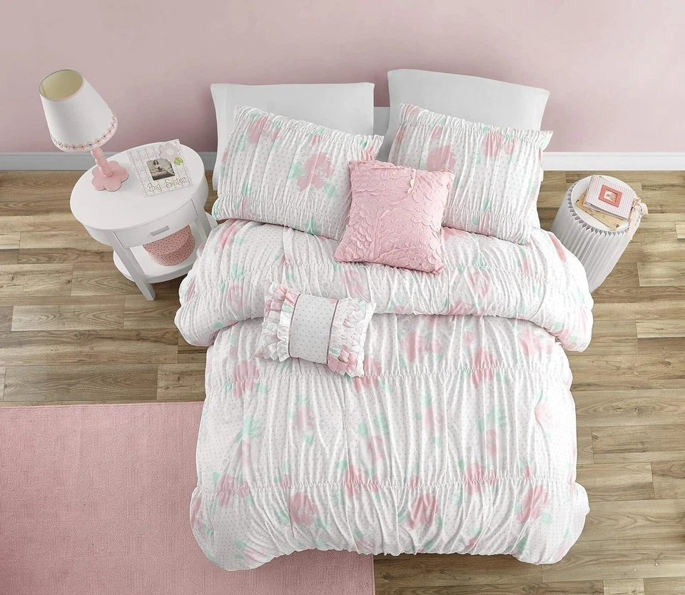 Tabitha Juego de Edredón Floral Ultra Suave Microfibra Rosa - 5 Piezas Completo Foto 2 de 4