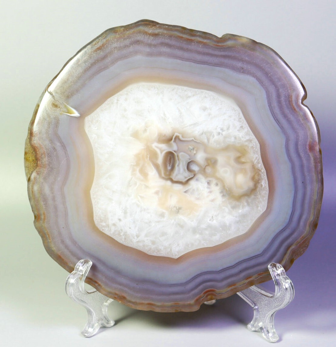 278g Natural Polished Agate Banded Slab with Stand - Quartz Crystal Specimen