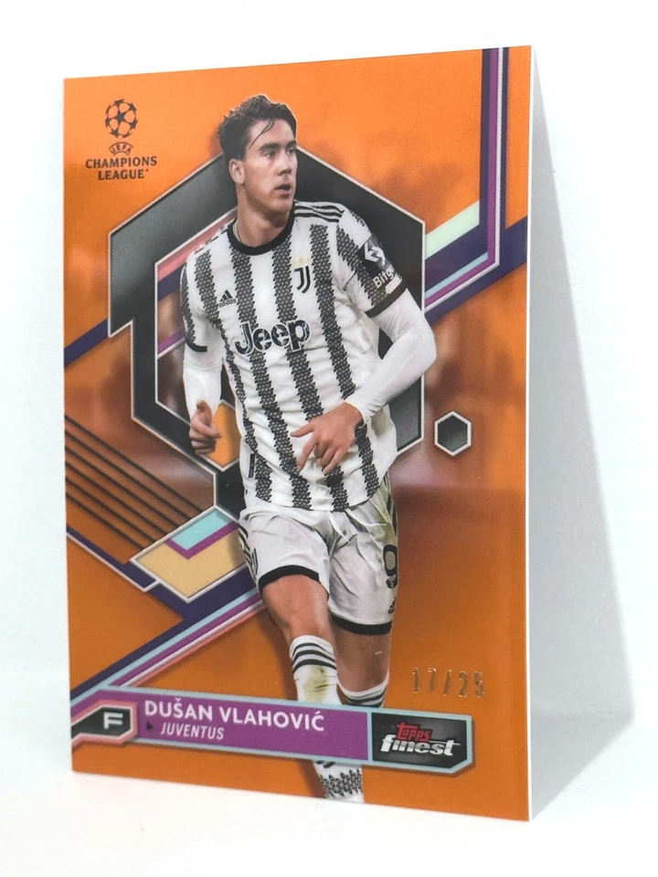 2022-23 Topps Finest UCL Juventus Dusan Vlahovic Orange Refractor /25 - Image 3 of 4