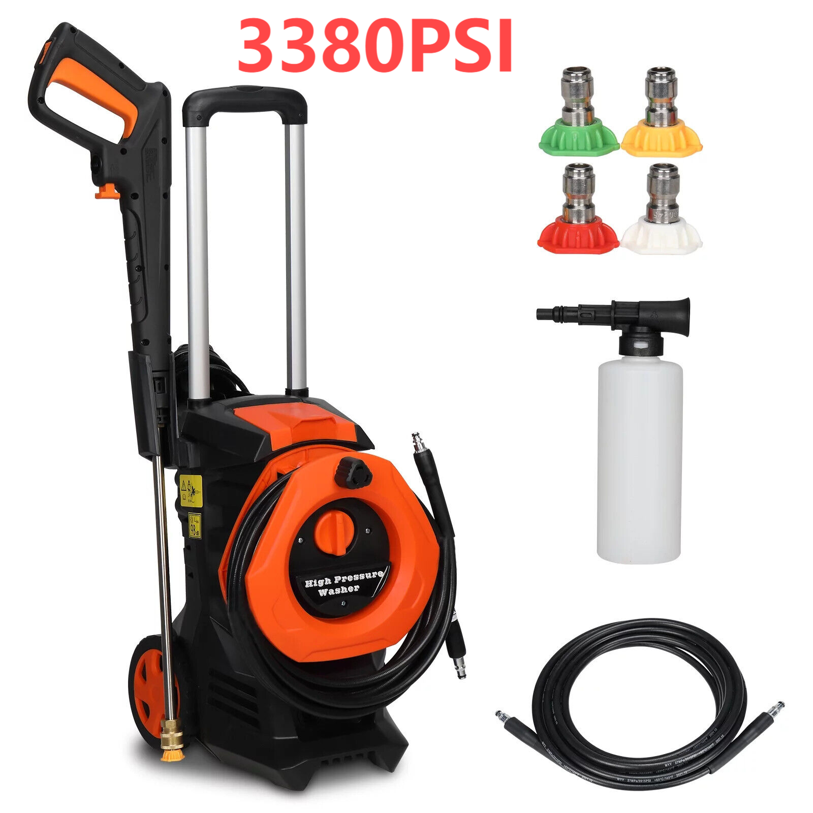 Powerful Electric Pressure Washer 1400W 3380PSI 2GPM Power Cleaner for Car,Patio
