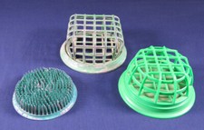 Vintage Green Flower Frogs Wire Spike, Beagle Metal Cage, Plastic Cage Lot of 3