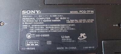 As is Junk VAIO WindowsXP PCG-7F1N 2006 retro laptop one-of-a-kind