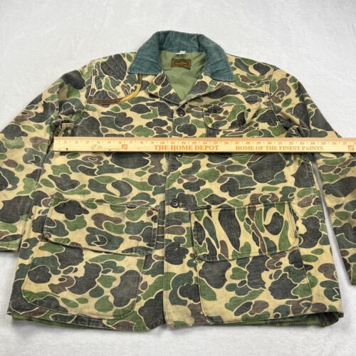 Saf-T-Bak Men's Size XL Duck Camo Shooting Chore Barn Coat Corduroy Green Collar - Picture 3 of 11