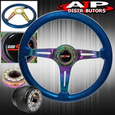 Slim Quick Release For 03-15 Accord + Metallic Blue Neo Chrome Steering Wheel