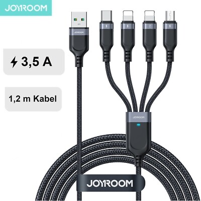 4 in 1 Ladekabel USB USB-C für iPhone USB-A Datenübertragung Schwarz Joyroom 