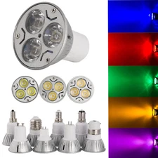 Red Blue Green Light Dimmable LED Spotlight Bulbs MR16 GU10 E27 GU5.3 Lamps 3W