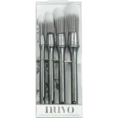 Scrapbooking Crafts Nuvo Stencil Brushes X4 Sizes Use With All Mediums Sturdy
