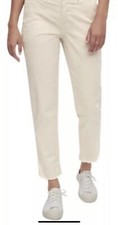 GAP Cream STRAIGHT KHAKI HIGH-RISE Pants w/ Let Down Hem in OYSTER Sz 8