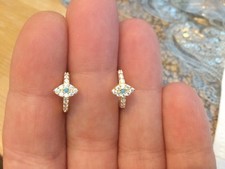 Strling Silver 925 Huggie Hoop Evil Ee Earrings With Turquiose Stones 