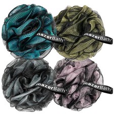 Charcoal Bath Loofah Sponge, 4 Pack Black 60G Large Shower Mesh