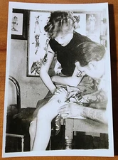 Bernard Kobel Traditional Tattoo Photo B&W Vintage Tattooed Woman, Leg, Thigh