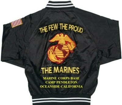 CAMP PENDLETON CALIFORNIA MARINE CORPS BASE EMBROIDERED 2-SIDED SATIN JACKET