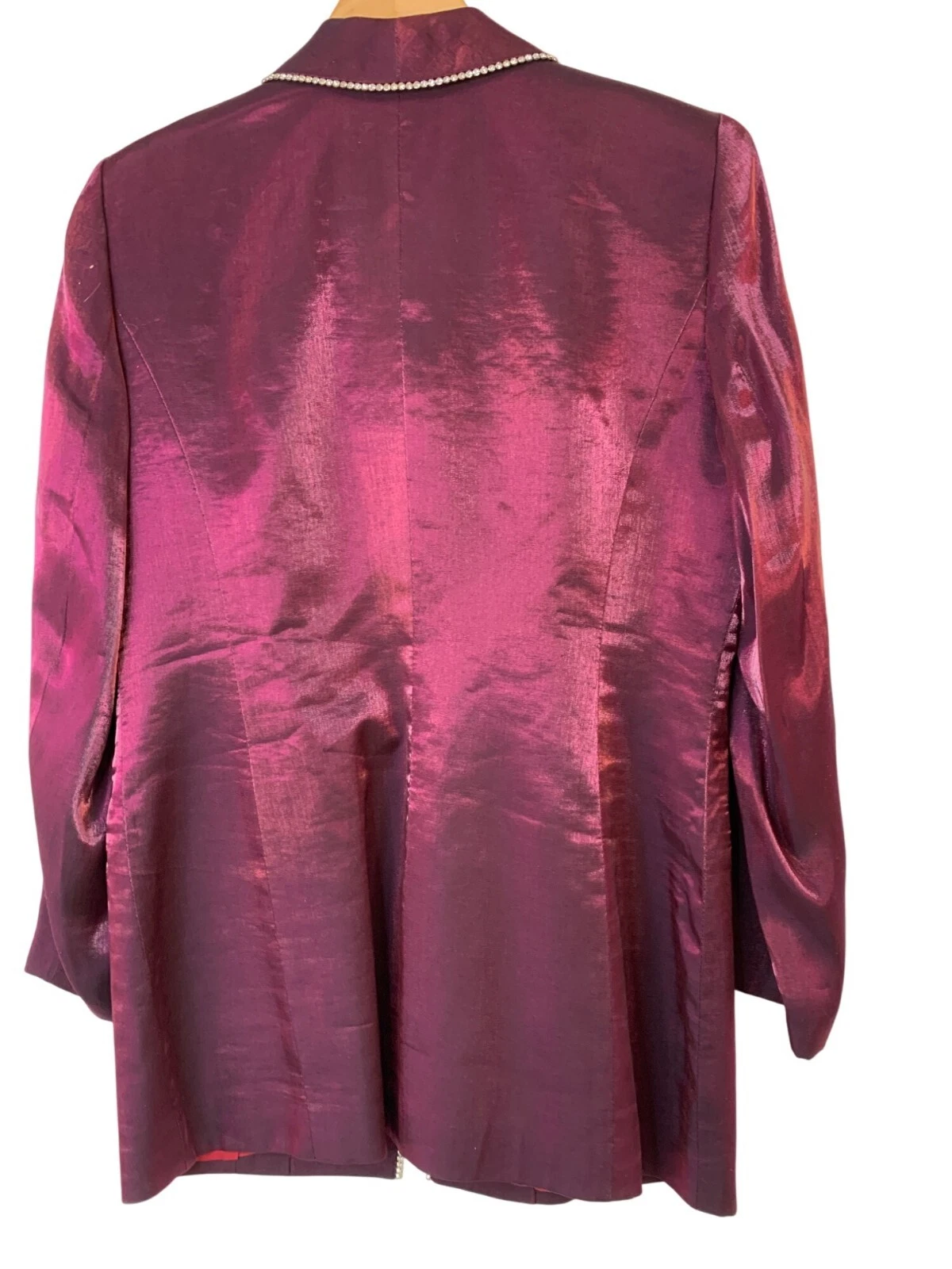 Blazer San Valentino raso fucsia linea lunga aperto davanti Cardi strass 10 RA10084