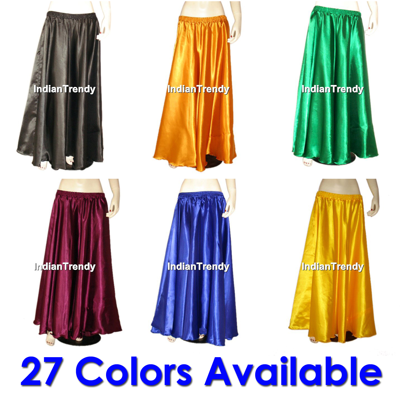 Satin Tribal Belly Dance Skirt 4.5 Yard Half Circle Maxi-image
