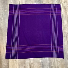Vintage 60's 70's Plum Purple White Orange Plaid Large Scarf 28.5" x 25.8"