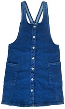 GIRLS DENIM DRESS DUNGAREE JEAN PINAFORE EX C&A BUTTON FRONT 7-17 YEARS NEW