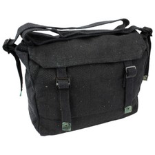 HIGHLANDER MILITARY WEBBING HAVERSACK SHOULDER STUDENT BREAD BAG CANVAS BLACK