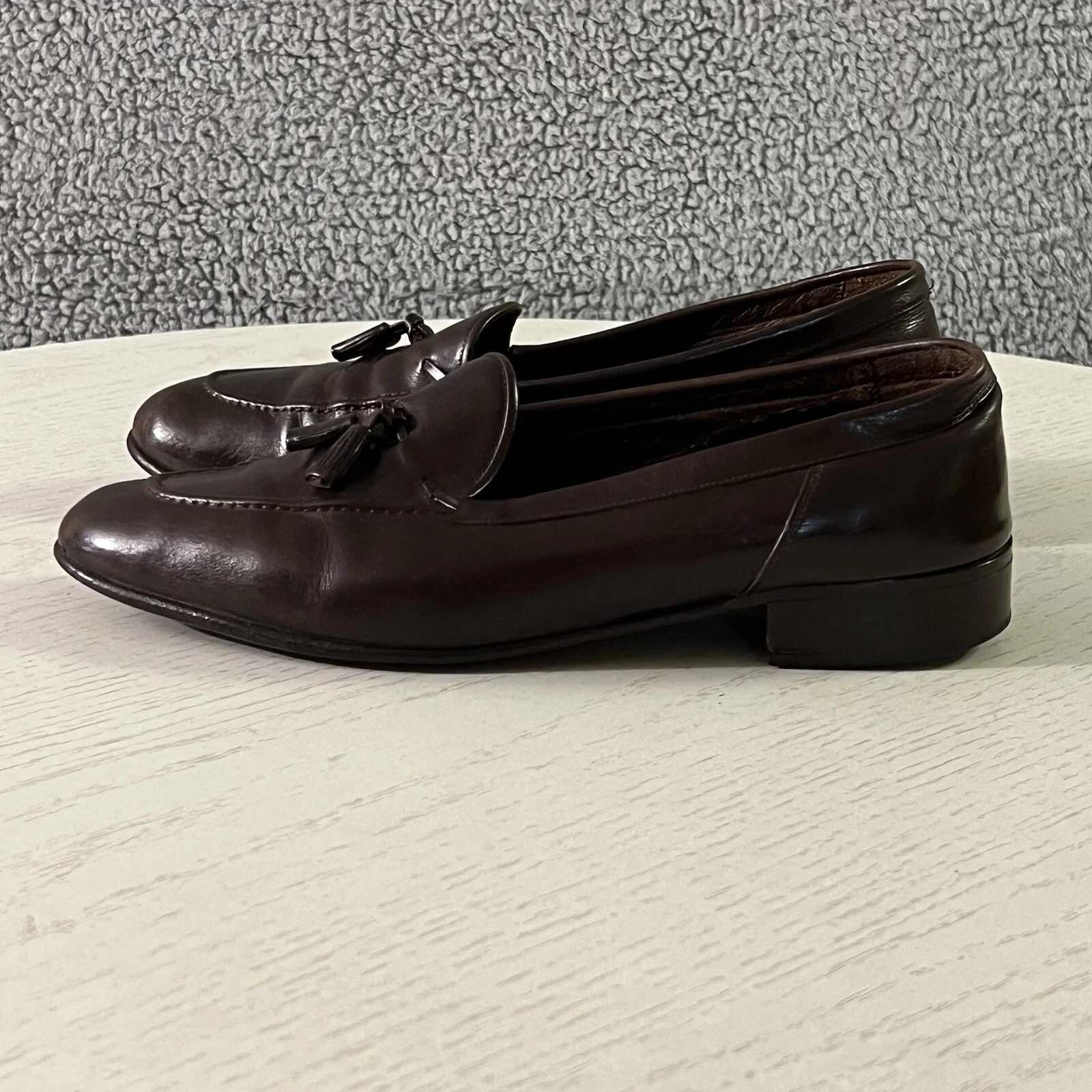 Chaussures Christian Dior homme 9,5 M cuir marron pampilles tablier bout mocassins à enfiler