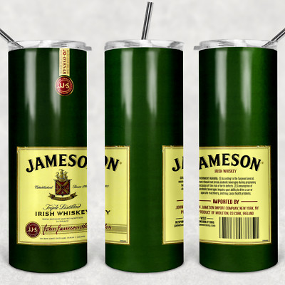 JAMESON IRISH WHISKEY TUMBLER- One 20oz Metal Insulated Tumbler, Lid & Straw