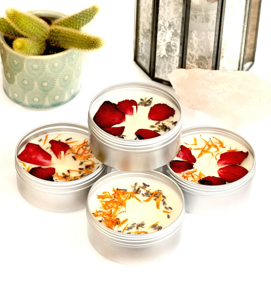 CANDLE MAKING KIT Makes 3 Dried Flower Petal Scented Eco Soy Wax Tin Candles KVH - Image 3 of 3