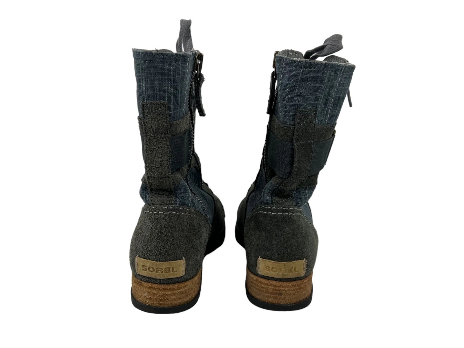 sorel major carly comfort outdoor leather suede high blue denim 