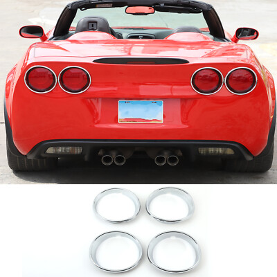 ABS Chrome Tail Light Bezel Frame Overlay Ring Cover For Corvette C6 2005-2013