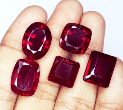 52.52 Cts Certified Ruby Gemstone Mix Shape Faceted Natural 5 Pcs Wholesale Lot