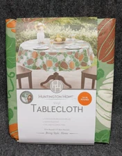 Huntington Home Vinyl Flannel Back 70" Round Tablecloth Indoor Outdoor Pumpkins