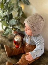 1PC Beige Newborn Hand Knitted Baby Bonnet