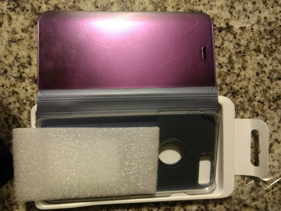 Lujosa Funda Cartera con Soporte Abatible Espejo Vista Transparente para iPhone X 8 6 6S 7 Plus Foto 2 de 3