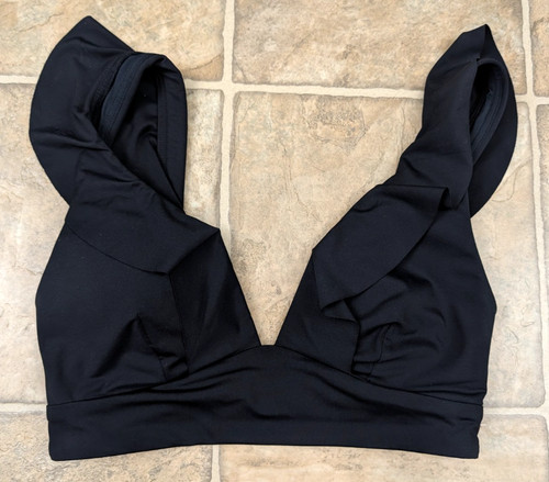 NWOT Sea Level Swim Australia sz 4 Ruffly Bikini Swimsuit Top black padded 1322