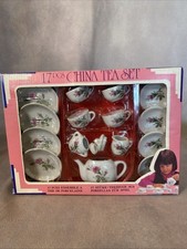 Child's 17 Piece China Tea Set Original Box Floral Rose Pattern