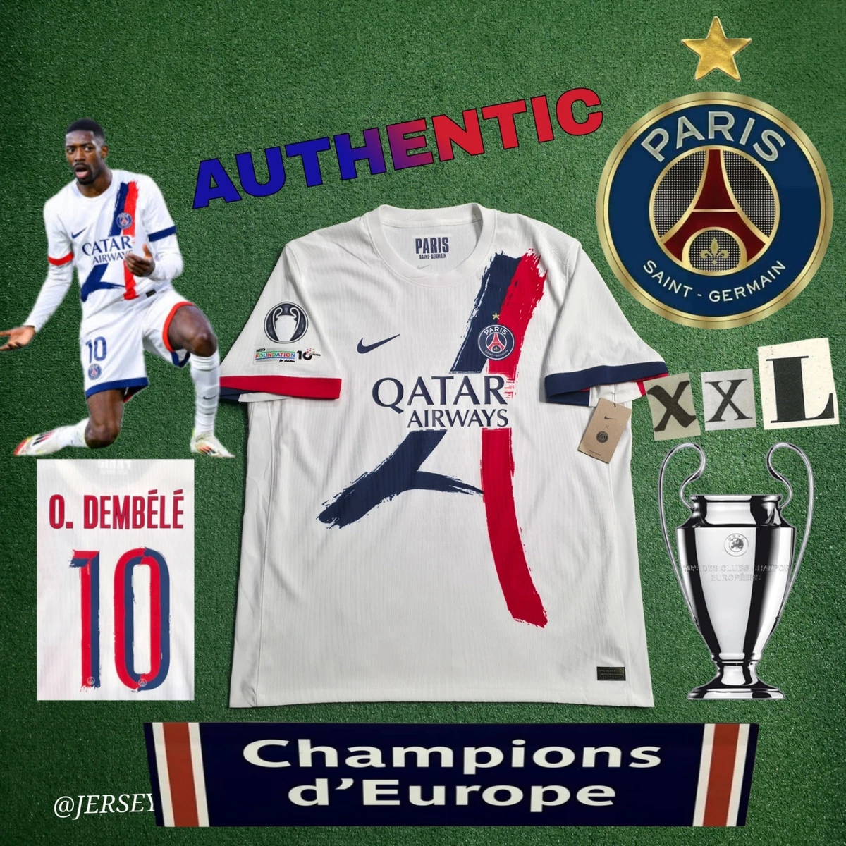 Paris Saint-Germain Size 2XL International Club Soccer Fan Jerseys