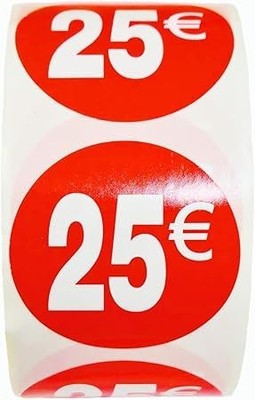 3er Set Rollen Preisschild ''25 '' - 1500 runde Aufkleber