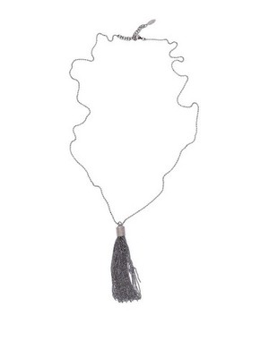 BRUNELLO CUCINELLI WOMEN'S BLACK SILVER TASSEL NECKLACE MSRP $1975