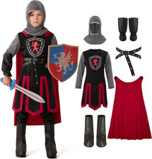 Medieval Knight Costume for Kids, Boys Dragon Knight Outfit Set for Halloween