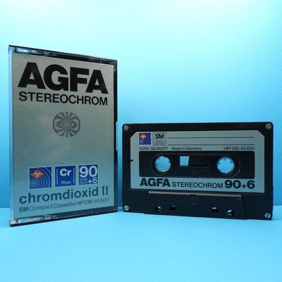   1x AGFA Stereochrom 90+6 * Type 2 * Cassette Kassette кассета * 1979 White