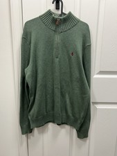 Ralph Lauren Olive Green Half-Zip Knit Sweater/