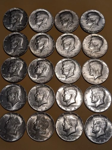 20 Kennedys Half Dollars 40% Silver 8-1967 9-1968 3-1969  AU