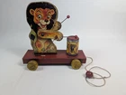 Vintage 1952 Fisher Price Leo the Drummer Model 480 Lion Pull Toy Good Condition