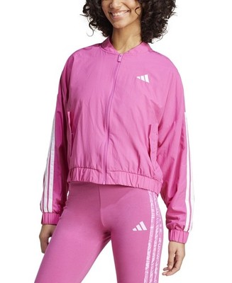 Adidas Essentials L94517 Pink 3 Stripes Woven Bomber Jacket Size L