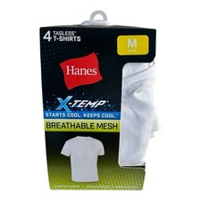 NEW Hanes Boys Medium 10-12 T-Shirts White 4-Pack Tagless Undershirt Crew Youth