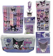 Kuromi 12-Gel Pens, Sticky Notes, Stickers, Erasers, Bag Clip  Pencil Bag Set