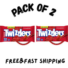 PK 2 Twizzlers Twists Strawberry Flavored Licorice Style Chewy Candy, 32 oz