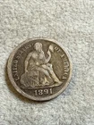 1891 10C Liberty Seated Dime F Fine Condition Nice Coin See Pics 8119