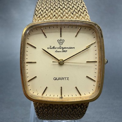 Vintage Jules Jurgensen Rectangular Gold Tone Quartz Watch W/ Italian Mesh Band RARE Vintage Rectangular Jules Jurgensen since 1740 Quartz  main image 2