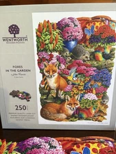 Wentworth Wooden Puzzle FOXES IN THE GARDEN 250 Pieces Whimsy Shapes Complete
